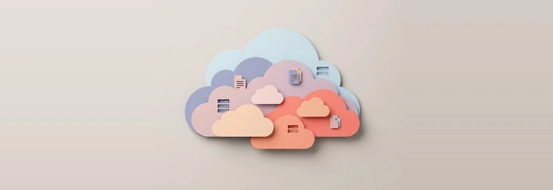 Cloud computing paper-cut illustration