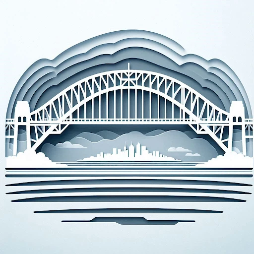 Paper cut illustration of Sydney Harbour Bridge